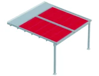 3D-Rendering eines modernen Terrassendachs mit rotem Dach